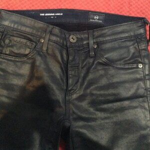 AG Jeans, Blue with leather-look. "The Legging Ankle" 23R, Sexy, Stylish, Y2K